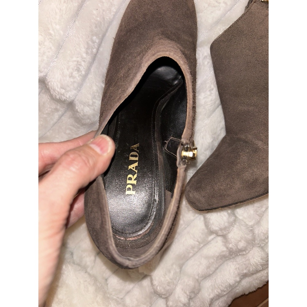 Prada Brown Suede Ankle Booties - Picture 9 of 14